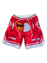 Load image into Gallery viewer, Blowin Dreams Satin Basketball Shorts {RED &amp; BLACK}
