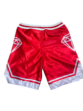 Load image into Gallery viewer, Blowin Dreams Satin Basketball Shorts {RED &amp; BLACK}
